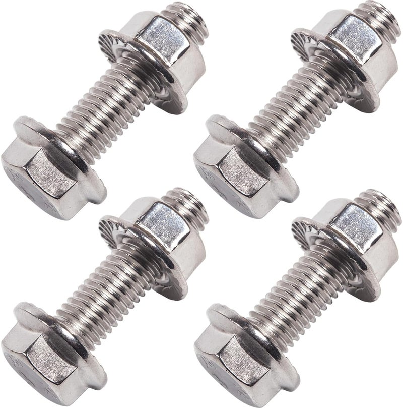 BEONEO M10X1.5-35mm Stainless Steel Exhaust Bolt Flange Screws M10X1.5 Flange Bolt Exhaust Stud Exhaust Manifold Hardware Kit (Bolts&Nuts) (4 Pack) - Image 1